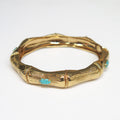 Bamboo Strass Gold Bangle with Turquoise
