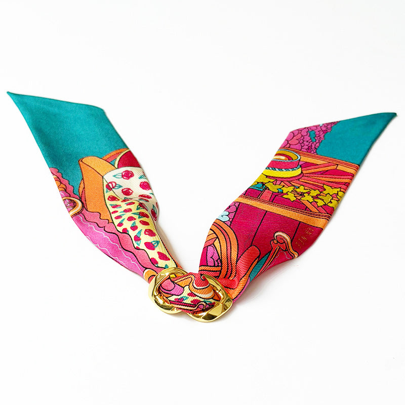 Decembre Scarf Charm with 4cm Address Unknown Silk Twill