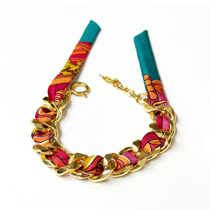 Decembre Gold Bracelet with 1cm Address Unknown Silk Twill