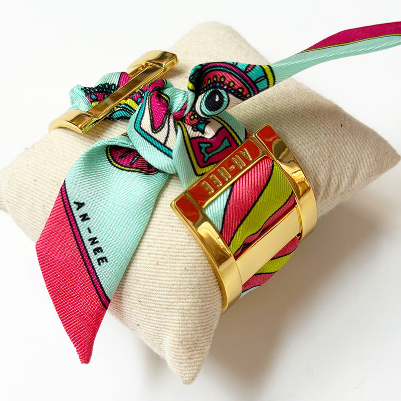 JMA Cuff with 2cm Lucky You Sea Green Silk Twill