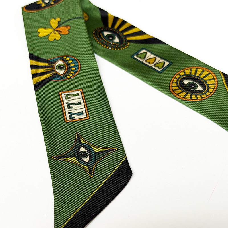 Silk Twill 4cm Lucky You Green