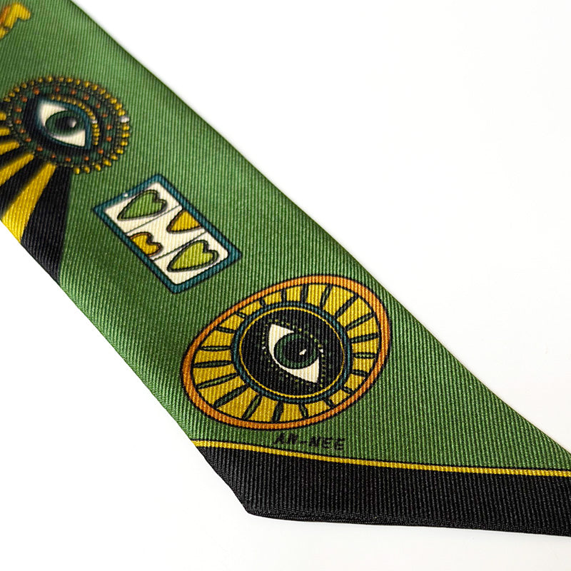 Silk Twill 4cm Lucky You Green