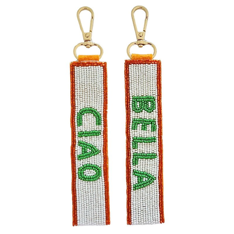 Ciao Bella Green/White/Red Beaded Keychain