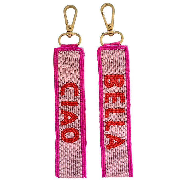 Ciao Bella Pink/Pink/Red Beaded Keychain