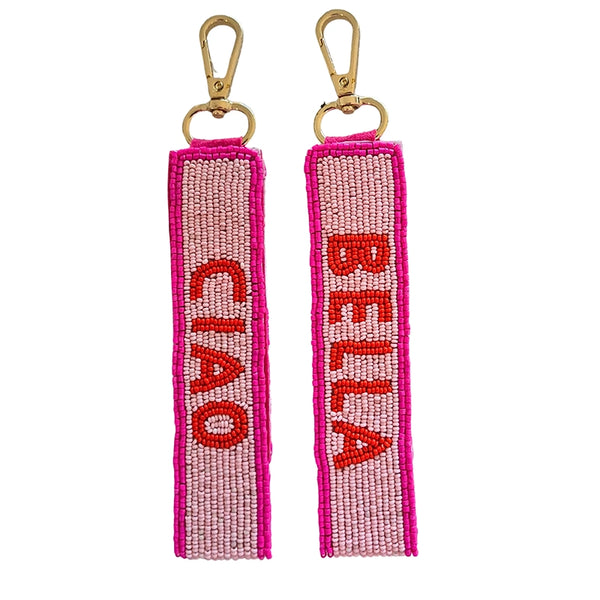 Ciao Bella Pink/Pink/Red Beaded Keychain