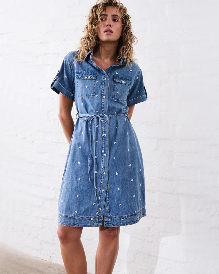 Simone Dress Heart 70s Blue