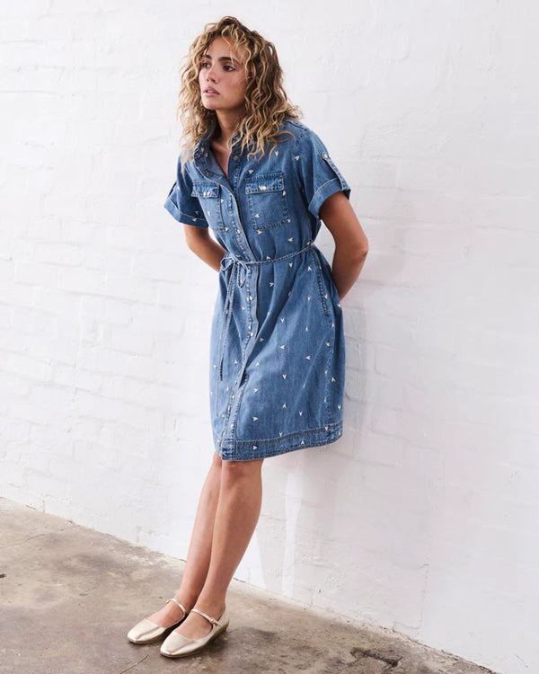 Simone Dress Heart 70s Blue