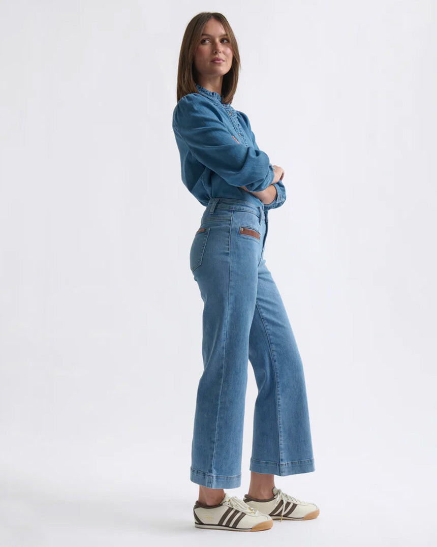 Freya Jean Leather Pocket 70s Blue