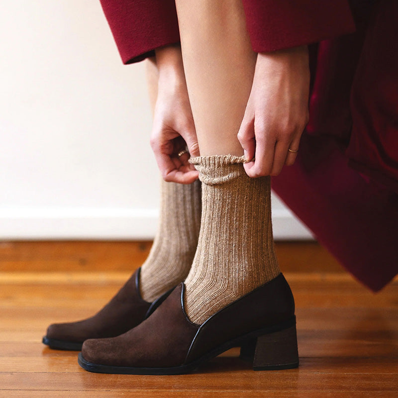 Silk and Wool Socks Beige