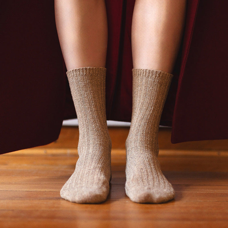 Silk and Wool Socks Beige