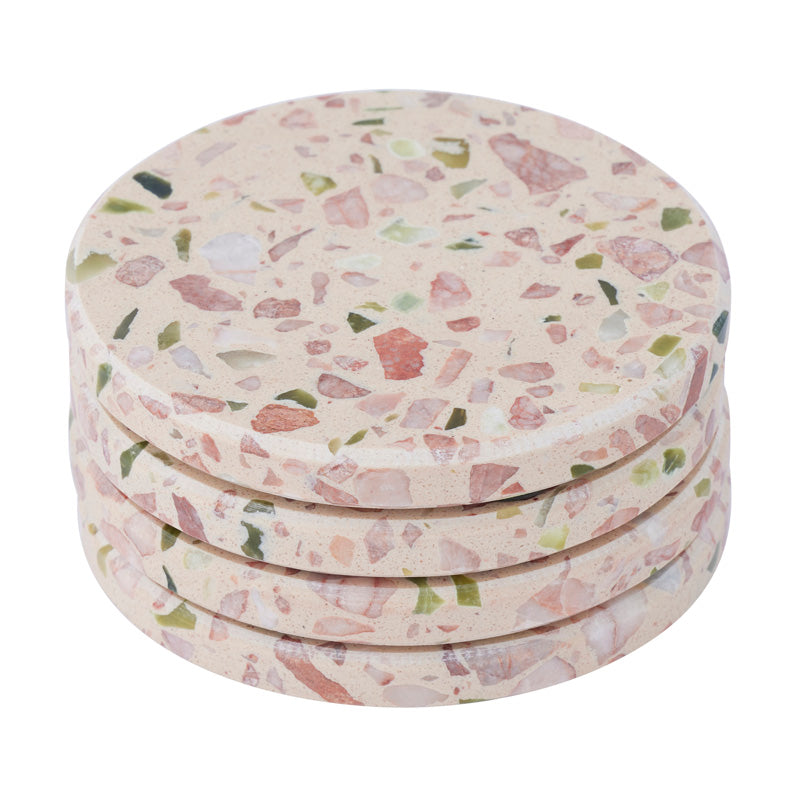 Jolie Terrazzo Coasters Pink/Green Set of 4