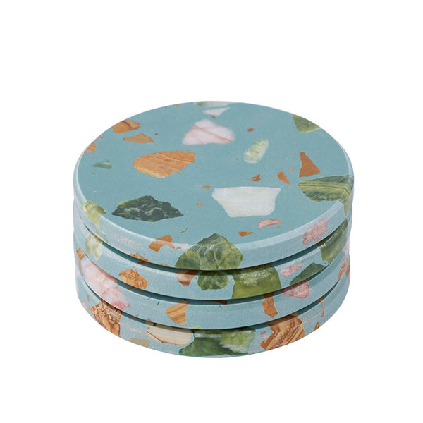 Jewel Terrazzo Coasters Teal Set Of 4