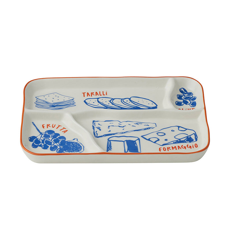 Deli Ceramic Divided Cheese Rectangular Platter