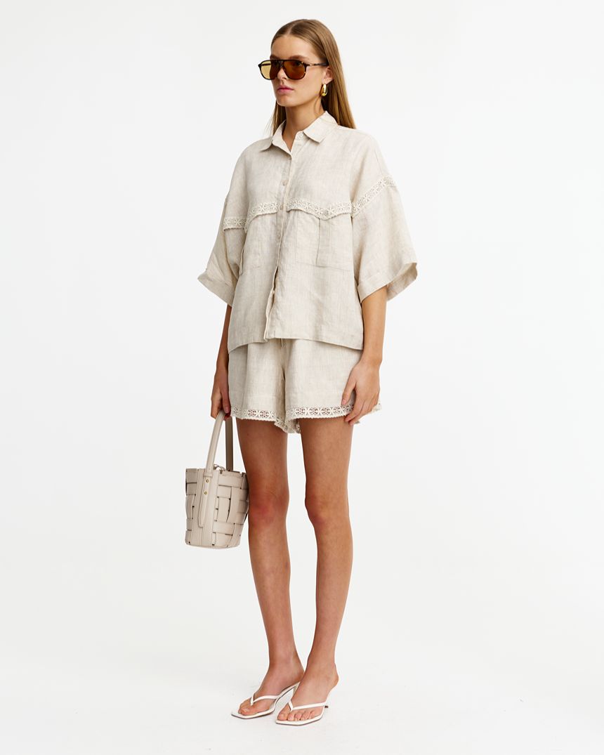 Katie Lace Shirt Stone