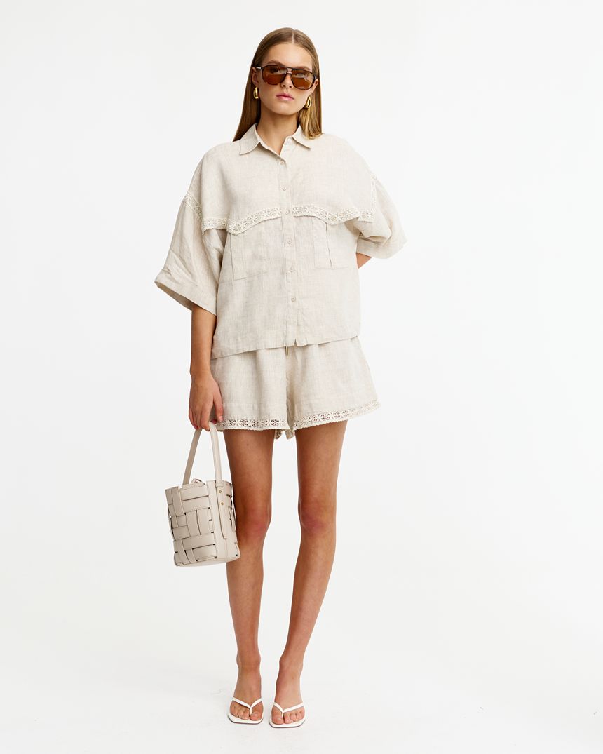 Katie Lace Shirt Stone