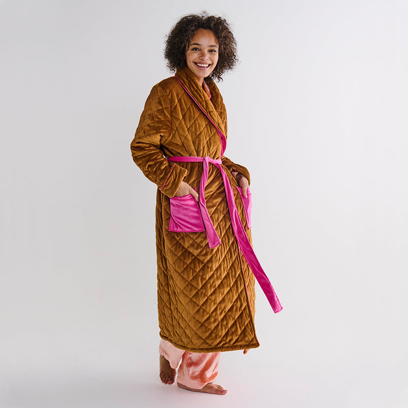 Pecan Delight Quilted Velvet Robe