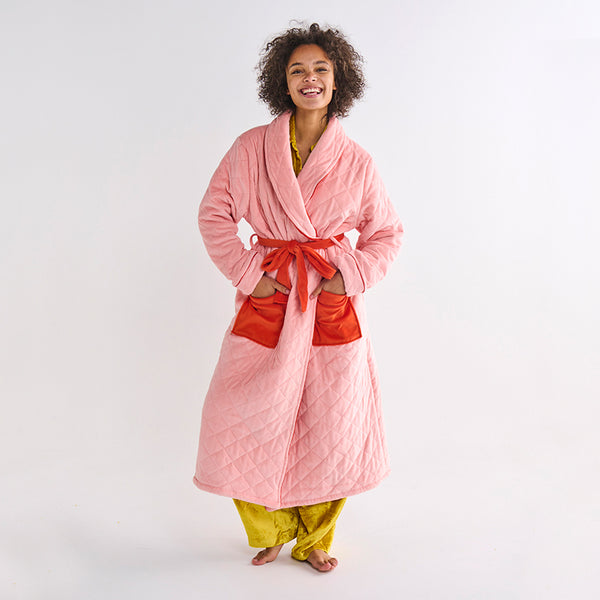 Pretty In Peach Quilted Velvet Robe