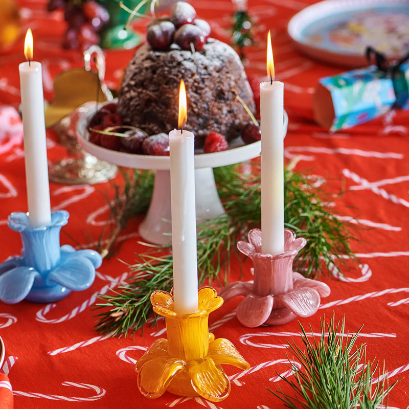 Flower Top Blush Candle Holder Set of 2