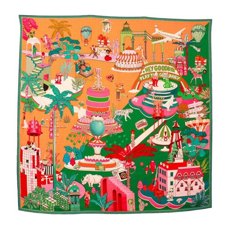 Silk Scarf Gateaux Green