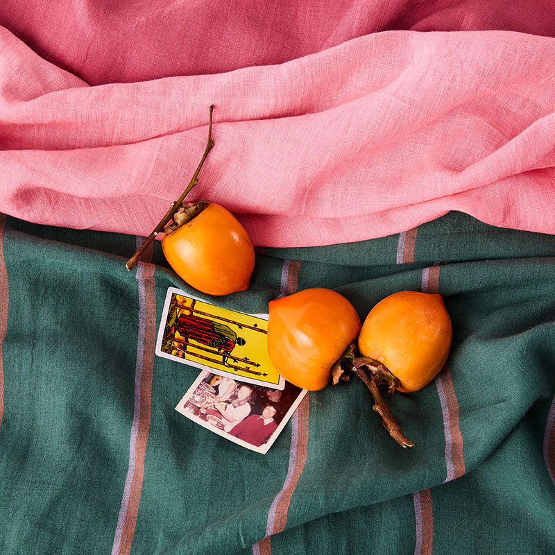 Wakame Crush Stripe Linen Quilt Cover