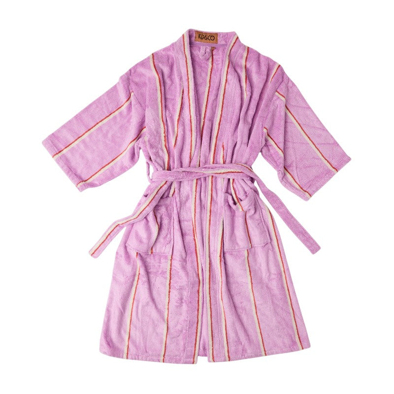 Lavender Field Stripe Bamboo Terry Bath Robe