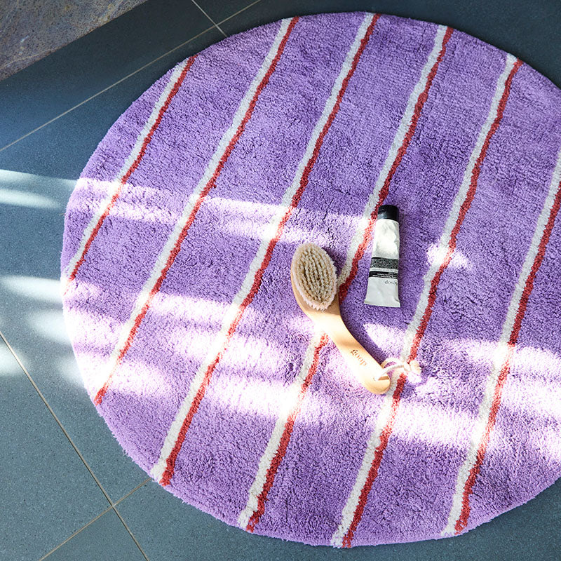 Lavender Field Stripe Round Bath Mat
