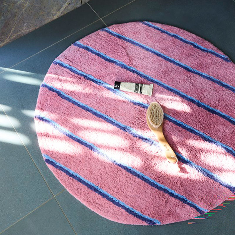 Blushing Stripe Round Bath Mat