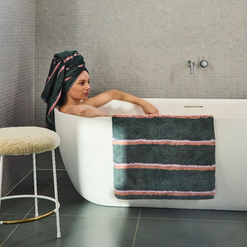 Wakame Crush Stripe Bamboo Terry Bath Sheet