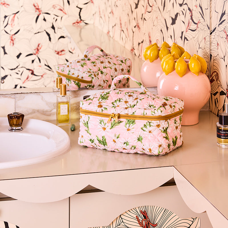 Sweet Daisy Quilted Cotton Toiletry Case