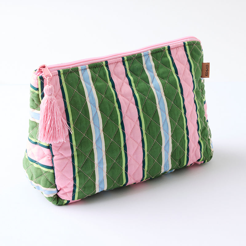 Cactus Stripe Quilted Cotton Toiletry Purse