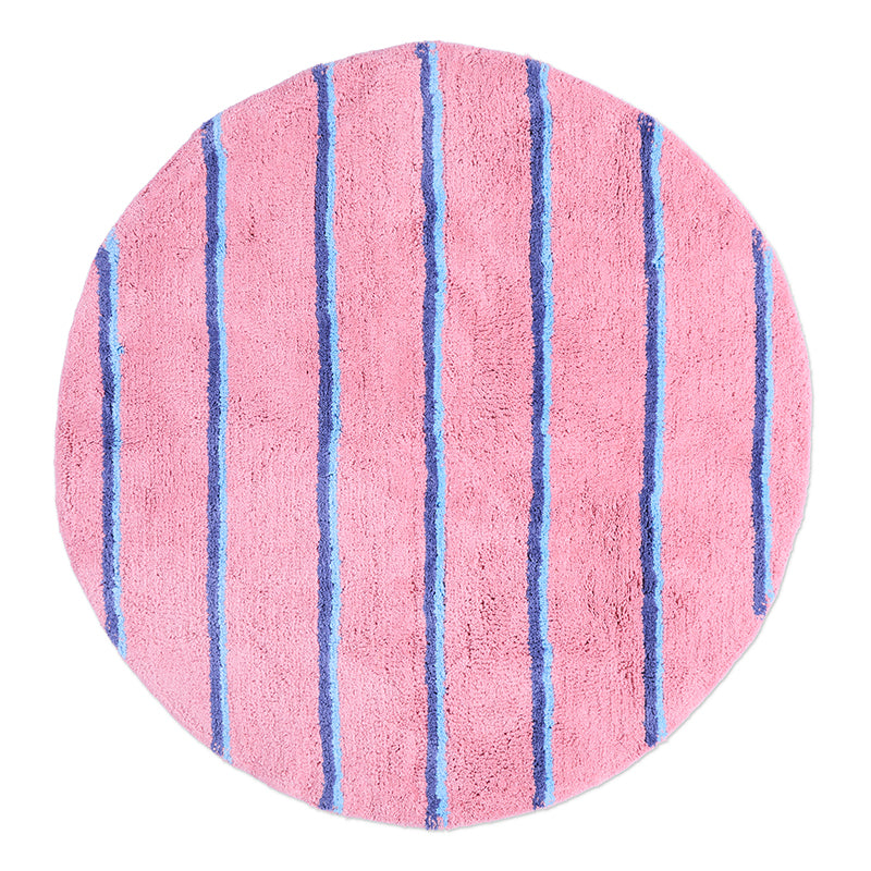 Blushing Stripe Round Bath Mat