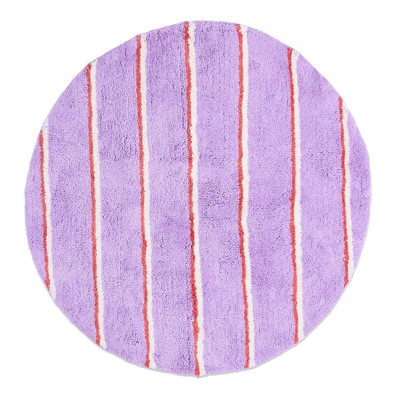 Lavender Field Stripe Round Bath Mat