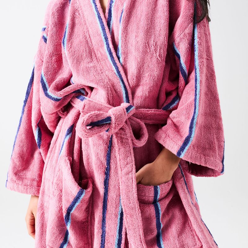 Blushing Stripe Bamboo Terry Bath Robe
