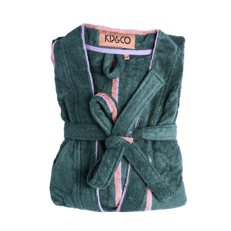Wakame Crush Stripe Bamboo Terry Bath Robe