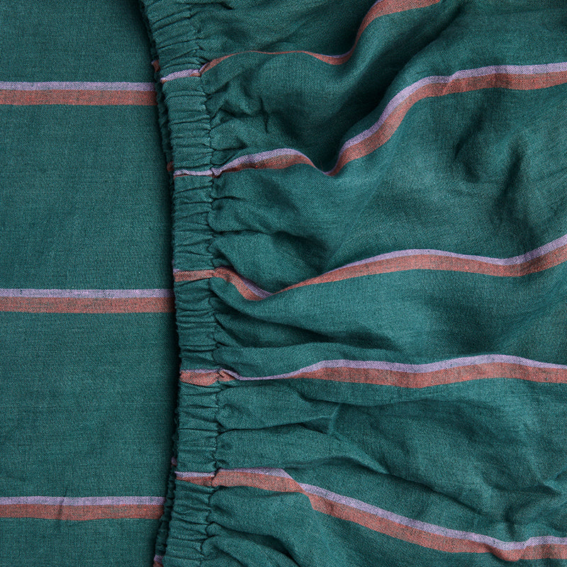 Wakame Crush Stripe Linen Fitted Sheet
