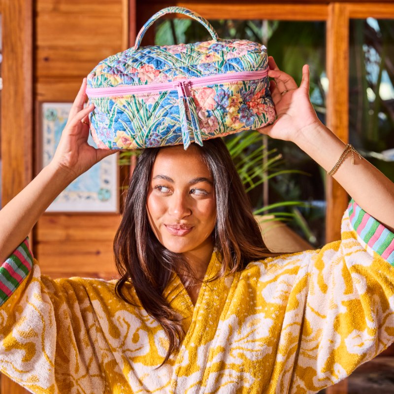 Anna Spiro Gladiolus Quilted Cotton Toiletry Case