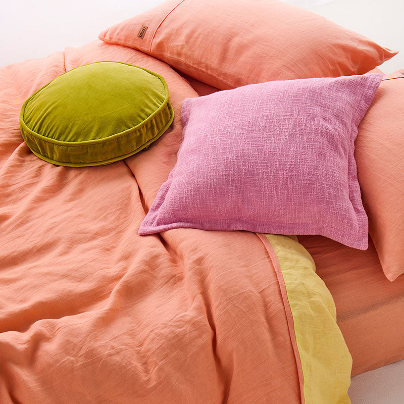 Coral Blossom Linen Fitted Sheet