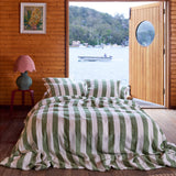 Moss Stripe Linen Quilt Cover