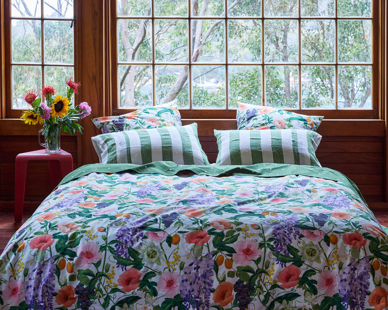 Moss Stripe Linen Pillowcases Set of 2