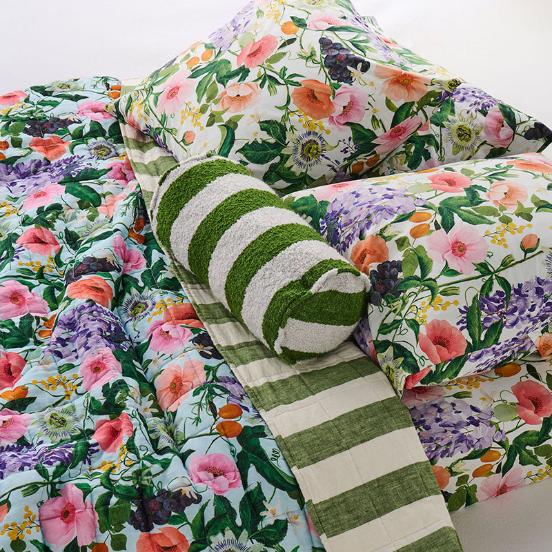 Moss Stripe Linen Flat Sheet
