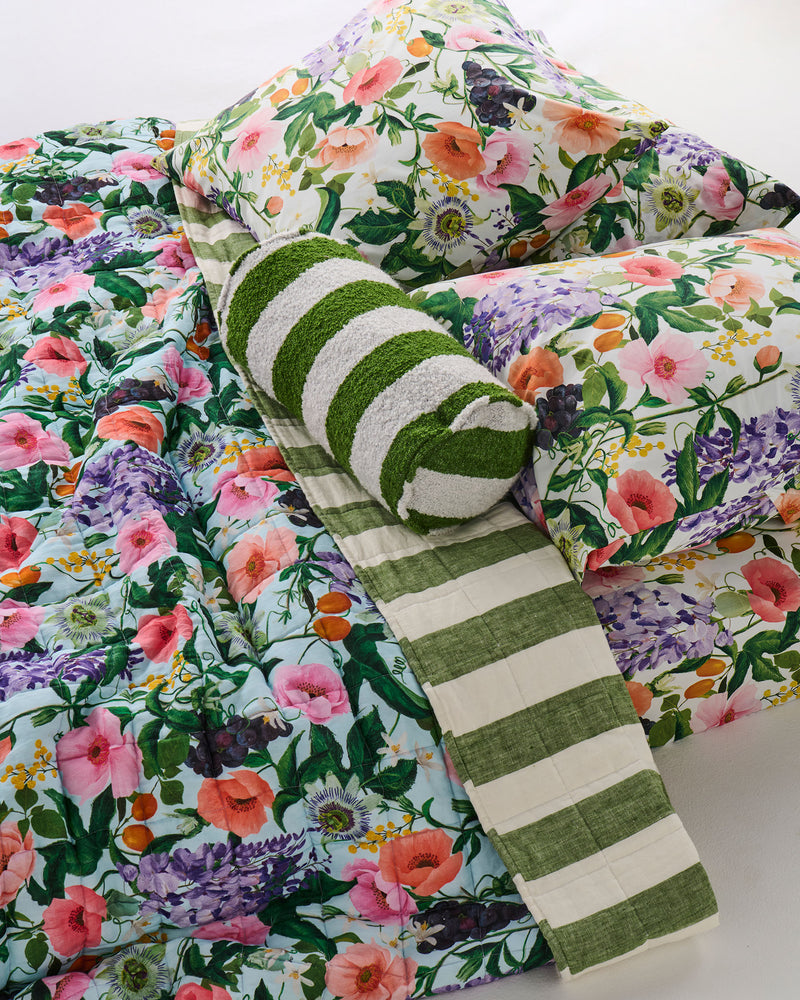Moss Stripe Linen Flat Sheet