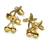 Cherry Pie Brass Napkin Rings Set of 4