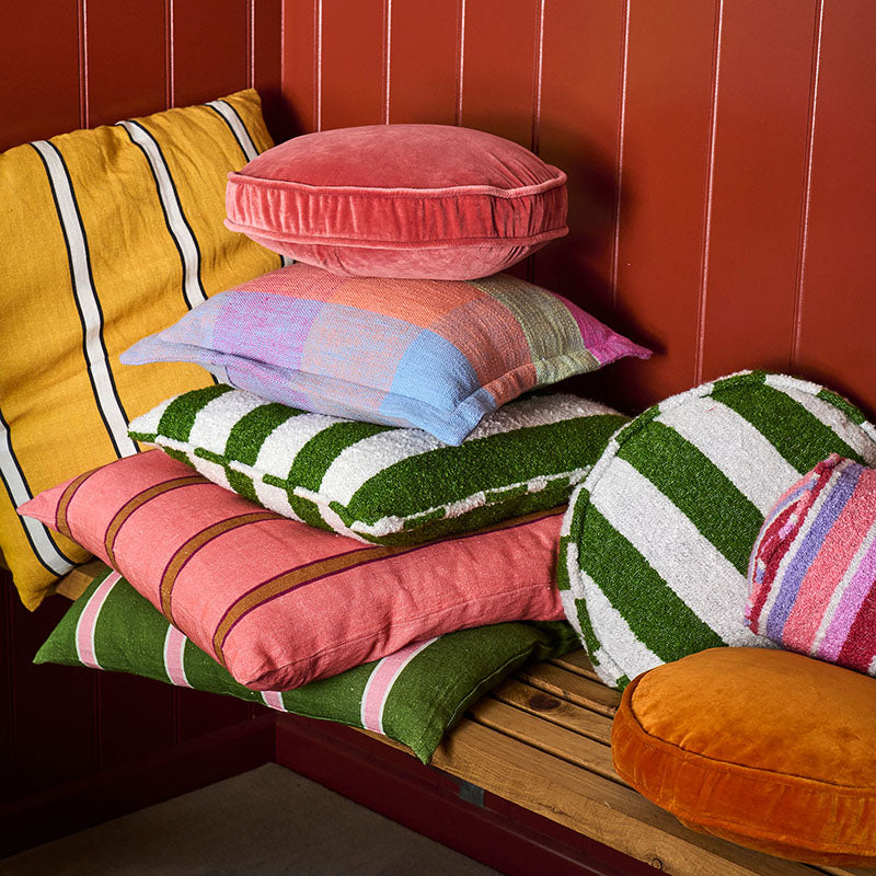 Moss Stripe Square Boucle Cushion