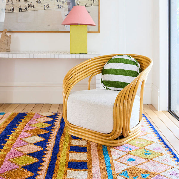 Moss Stripe Boucle Pea Cushion