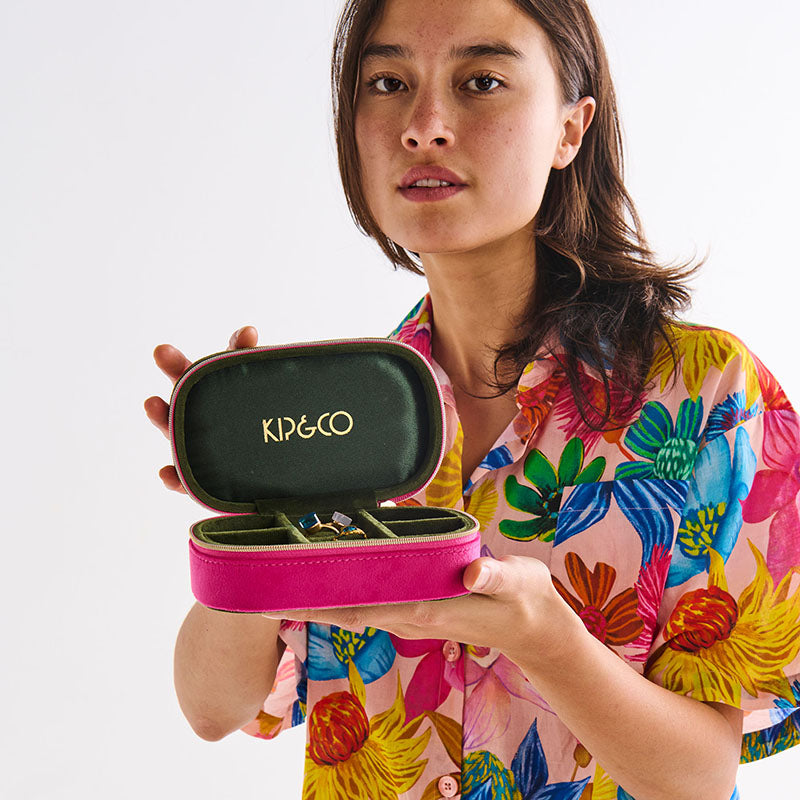 Prickly Pear Travel Velvet Jewellery Box