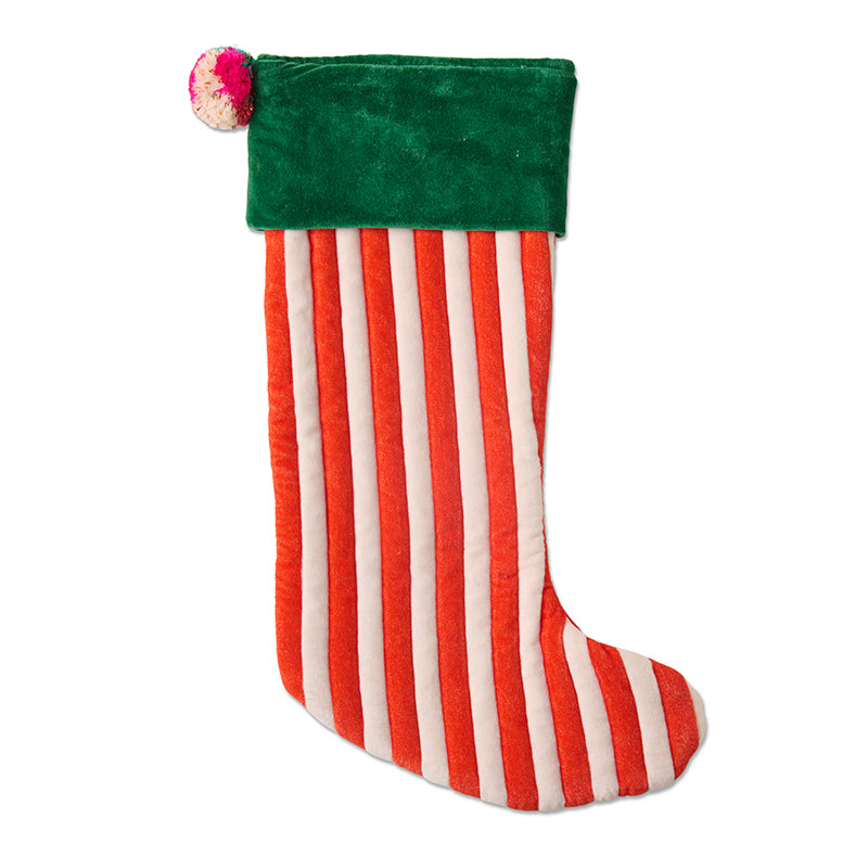 Jolly Christmas Velvet Stocking