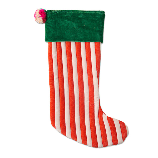 Jolly Christmas Velvet Stocking
