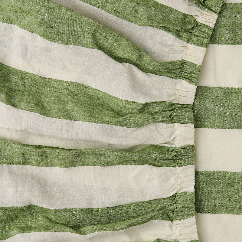 Moss Stripe Linen Fitted Sheet