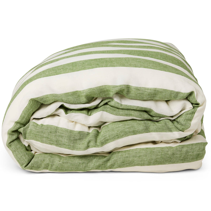 Moss Stripe Linen Quilt Cover