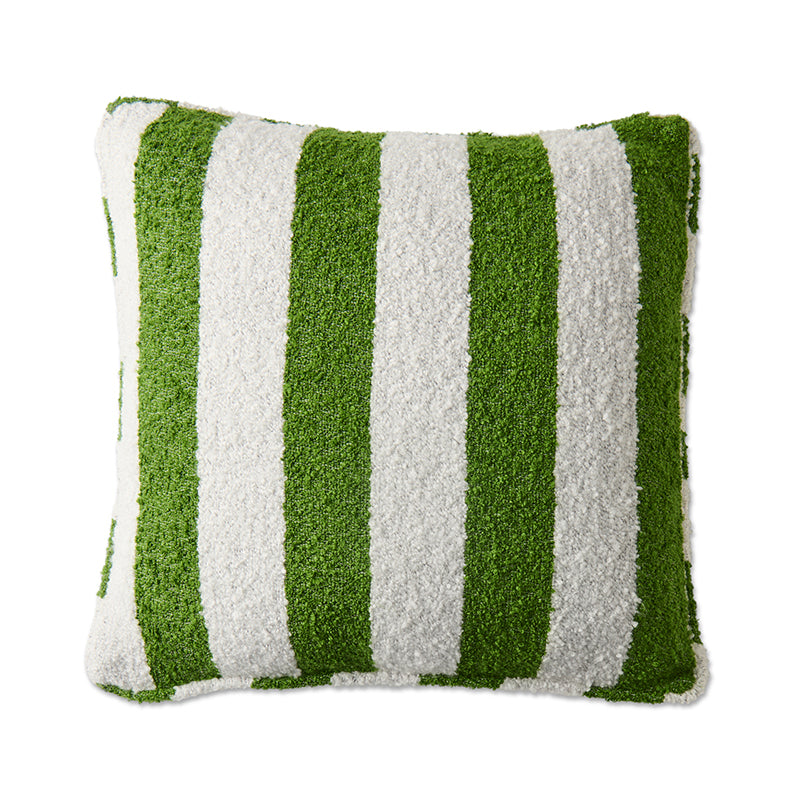 Moss Stripe Square Boucle Cushion